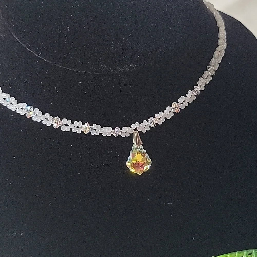 Flower girl crystal necklace